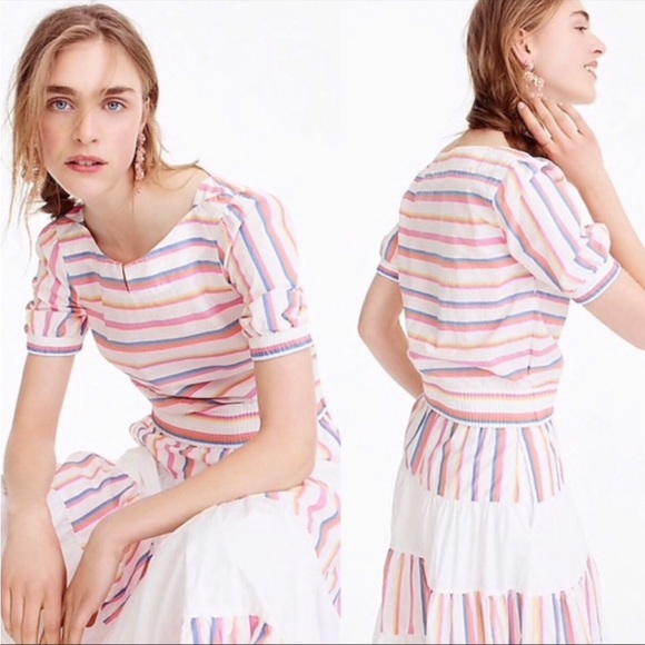 NWT J.Crew sorbet stripe tiered midi skirt - Picture 6 of 6